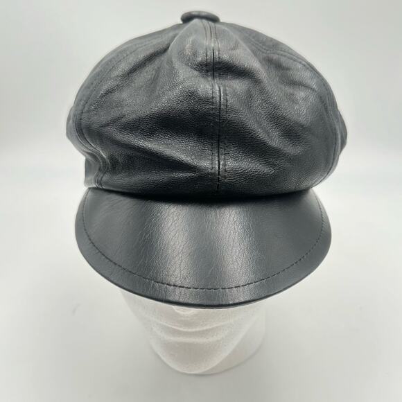 VINTAGE - D. MEUCCI Black Leather Newsboy Cap MEN / WOMEN / UNISEX main image 10